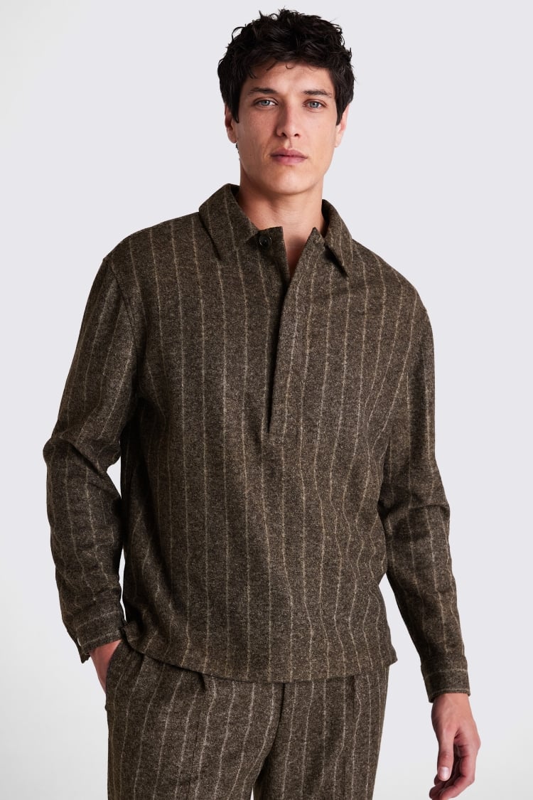 Dark Brown Stripe Popover Shirt