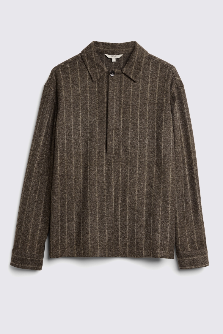 Dark Brown Stripe Popover Shirt