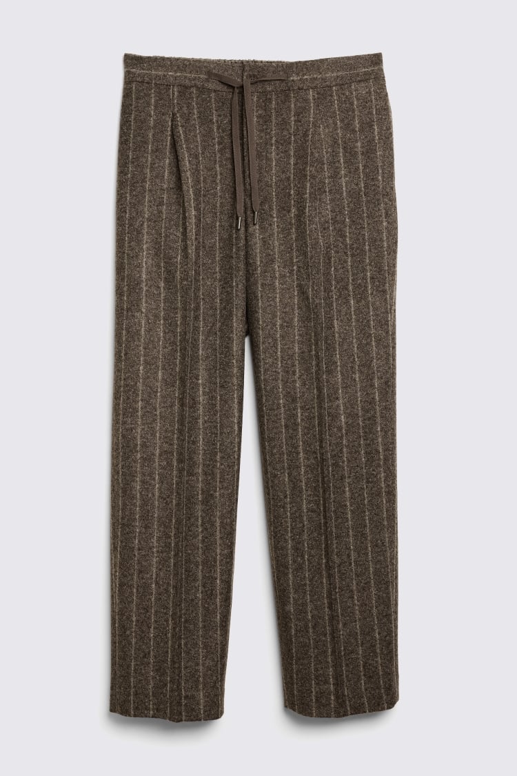 Dark Brown Stripe Drawstring Trousers