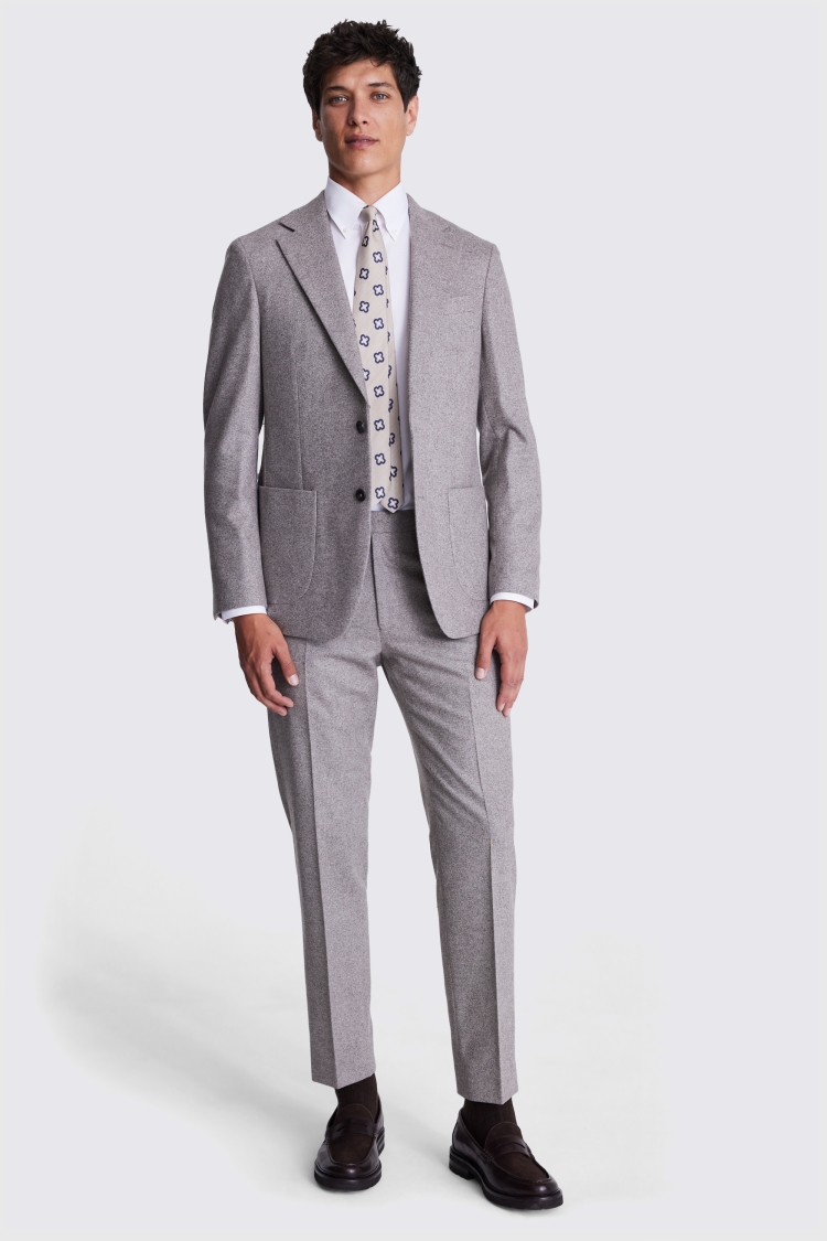 Italian Tailored Fit Taupe Flannel Suit