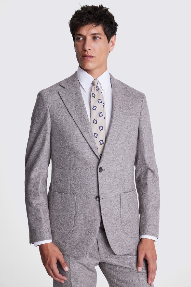 Italian Tailored Fit Taupe Flannel Suit