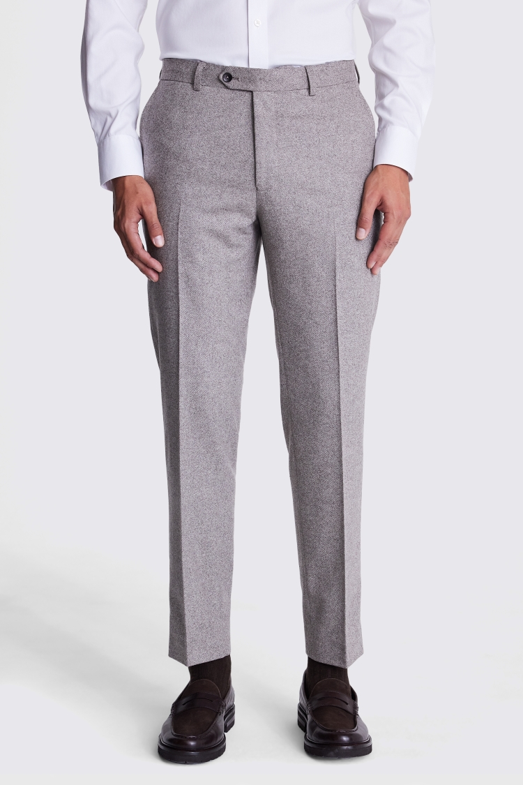 Italian Tailored Fit Taupe Flannel Suit