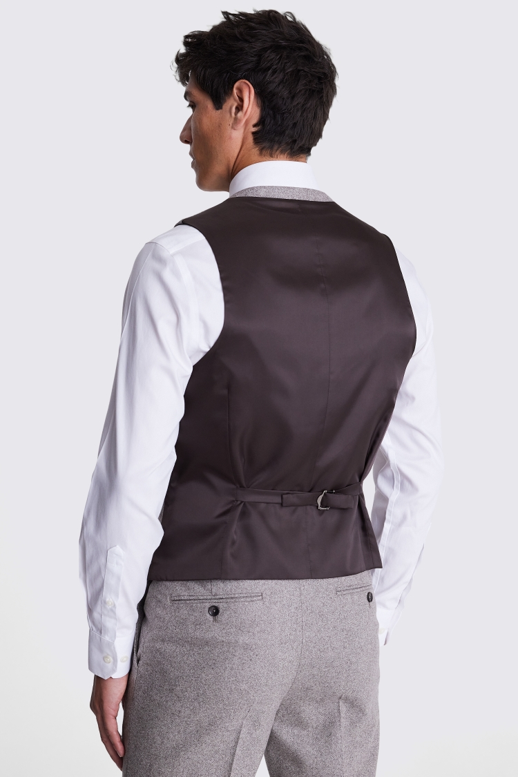 Italian Tailored Fit Taupe Flannel Waistcoat