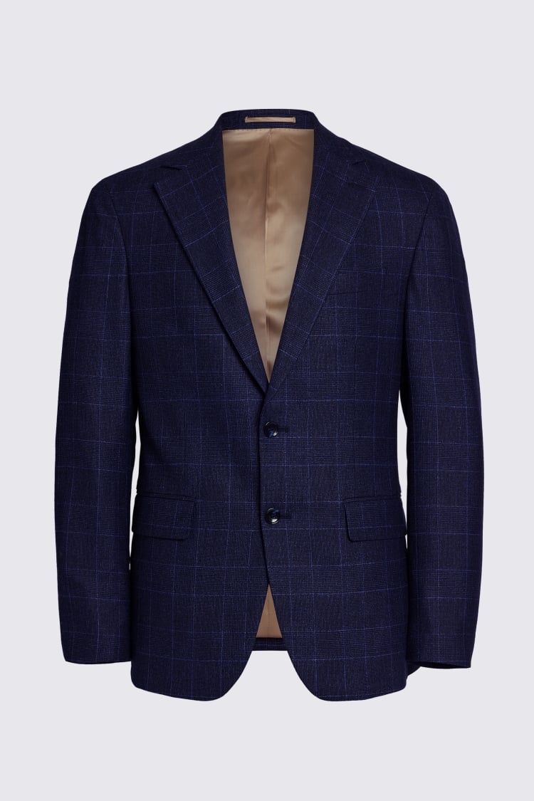 Italian Tailored Fit Blue Check Suit