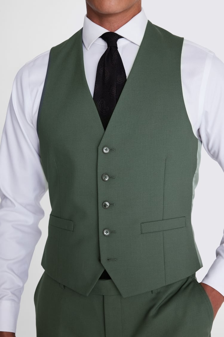 Italian Slim Fit Khaki Waistcoat