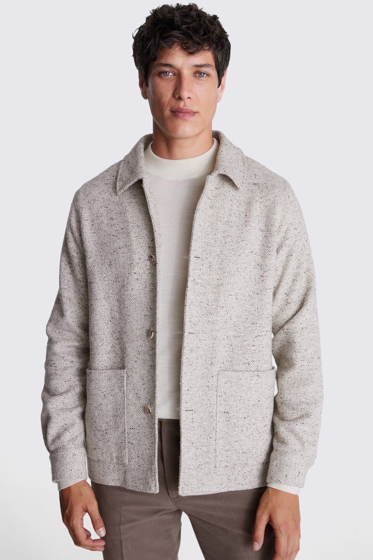 Neutral Herringbone Shacket 