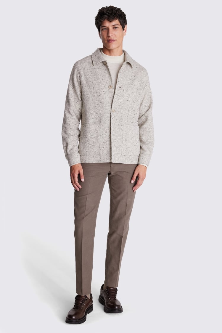 Neutral Herringbone Shacket 