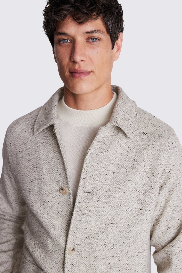 Neutral Herringbone Shacket | Buy Online at Moss