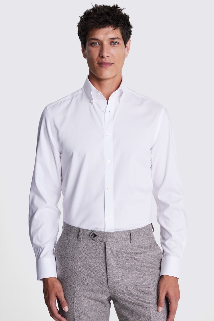 Tailored Fit White Pinpoint Oxford Shirt