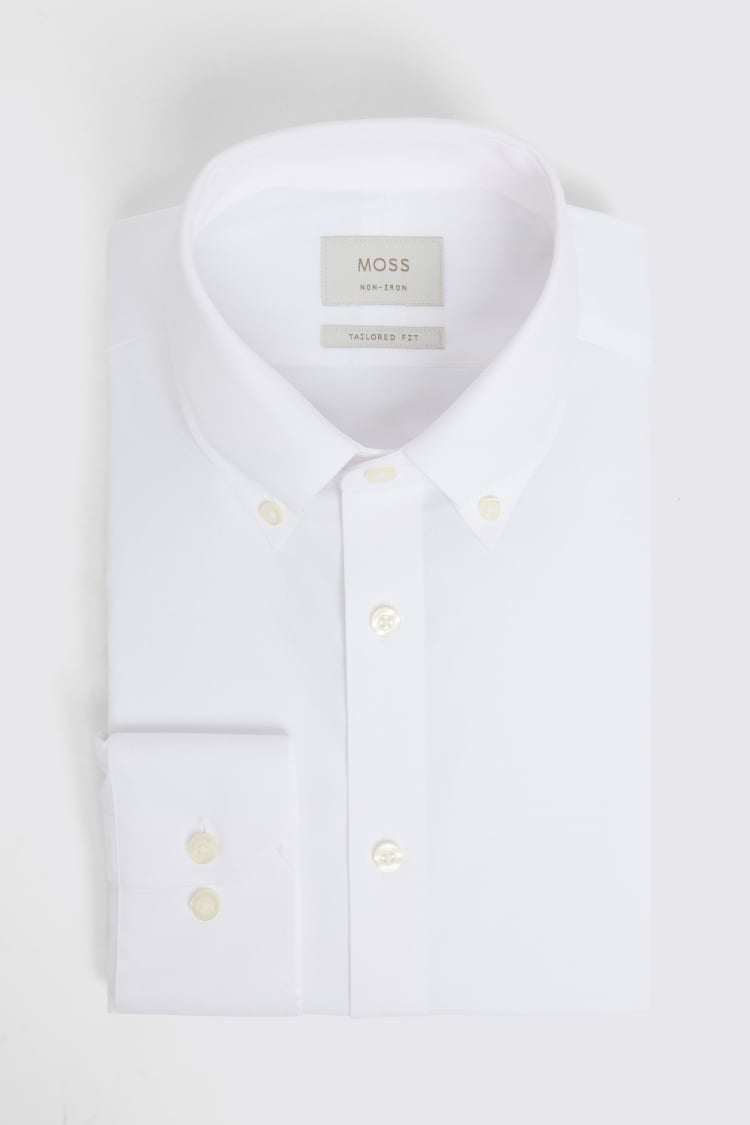 Tailored Fit White Pinpoint Oxford Shirt