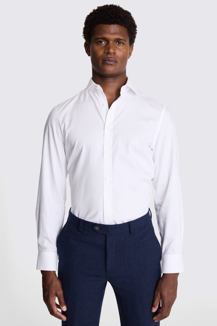 Tailored Fit White Pinpoint Oxford Contrast Shirt