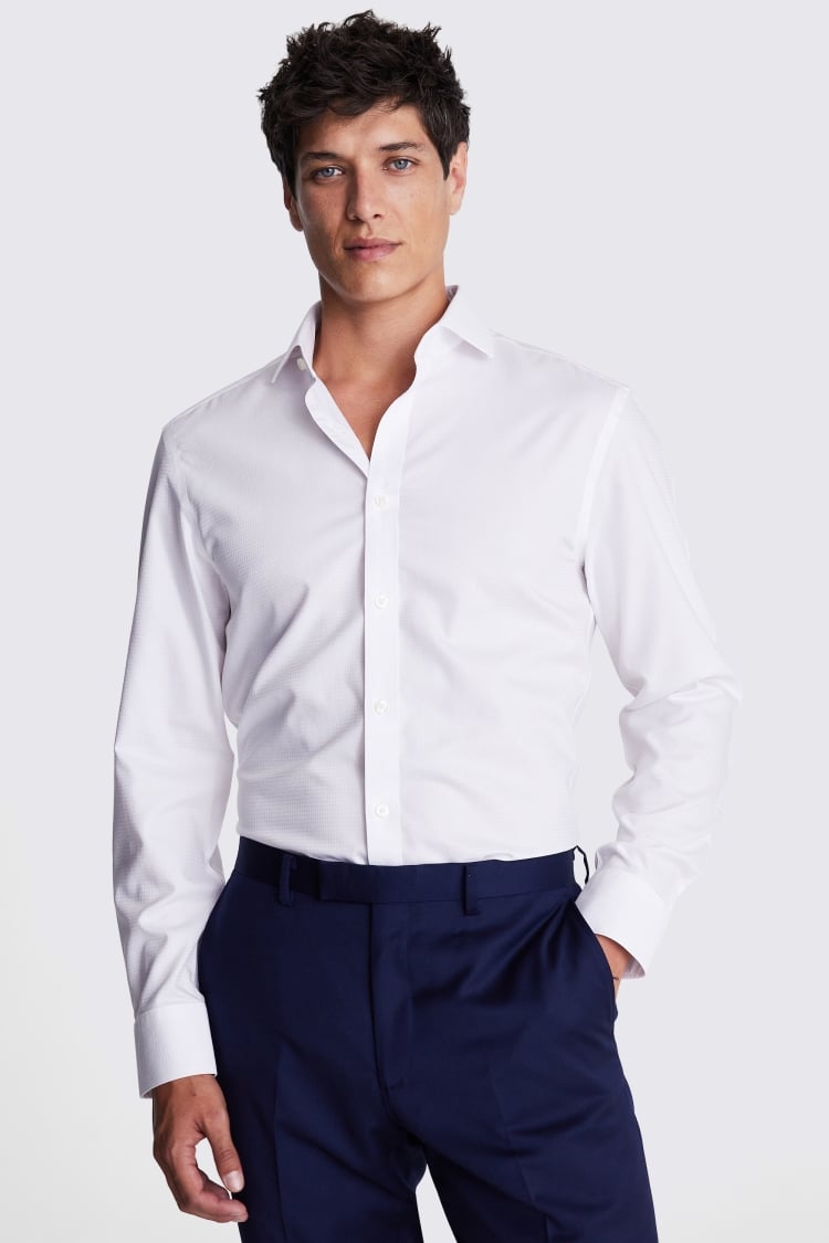 Tailored Fit White Non-Iron Puppytooth Shirt