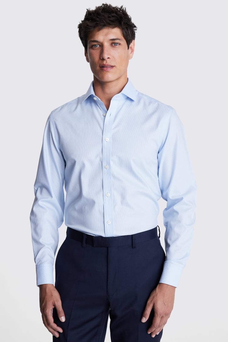 Tailored Fit Non-Iron Blue Dobby Shirt