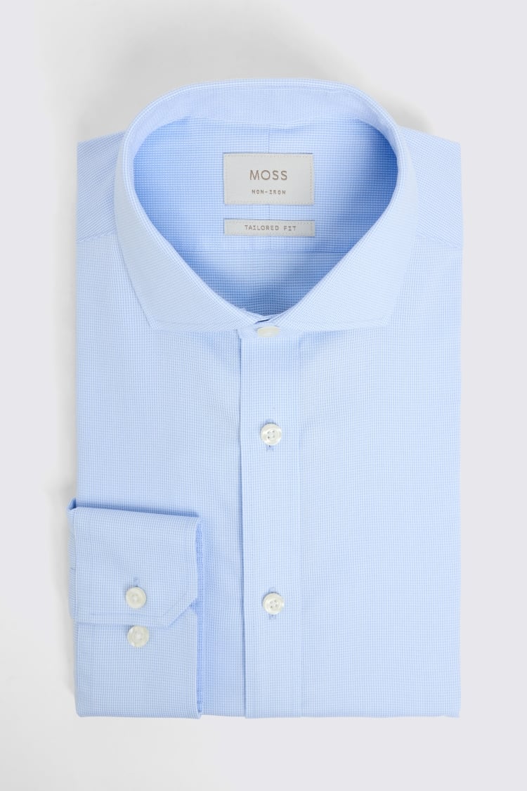 Tailored Fit Non-Iron Blue Dobby Shirt