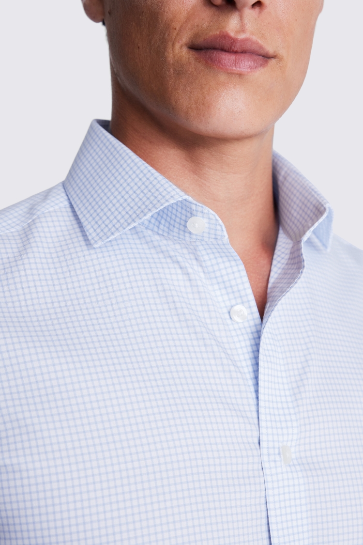 Tailored Fit Blue Non-Iron Check Shirt