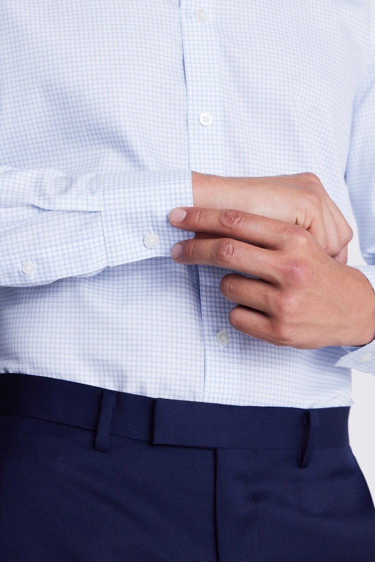 Tailored Fit Blue Non-Iron Check Shirt