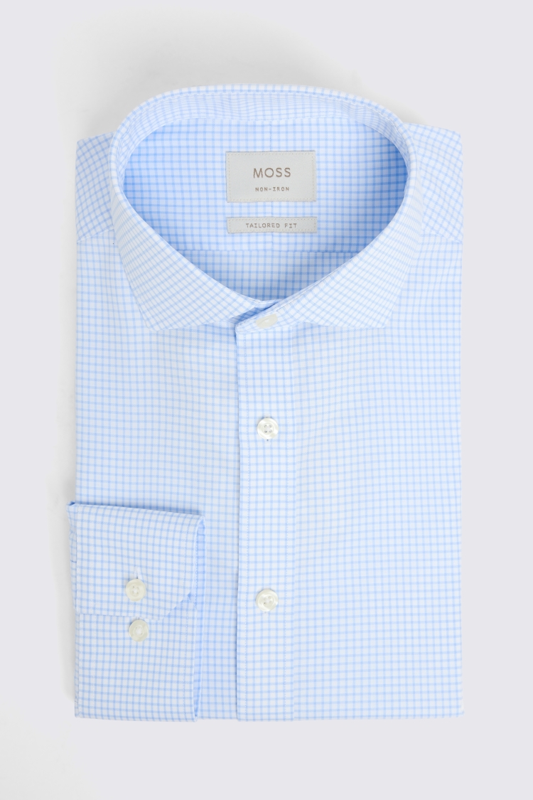 Tailored Fit Blue Non-Iron Check Shirt