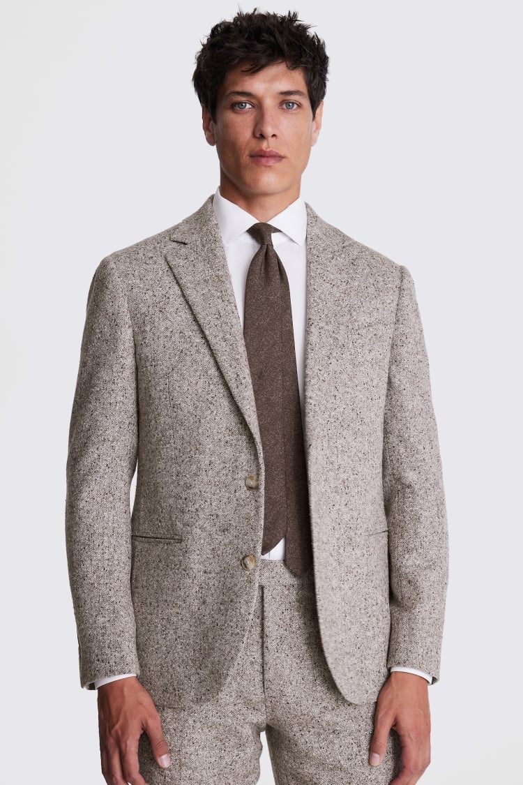 Tailored Fit Taupe Donegal Jacket 