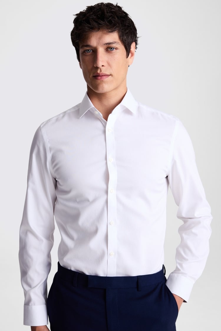 Slim Fit White Pinpoint Oxford Contrast Shirt