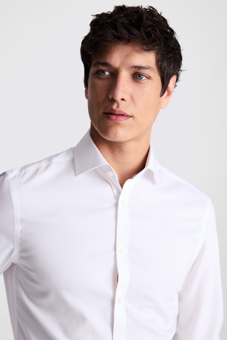 Slim Fit White Pinpoint Oxford Contrast Shirt