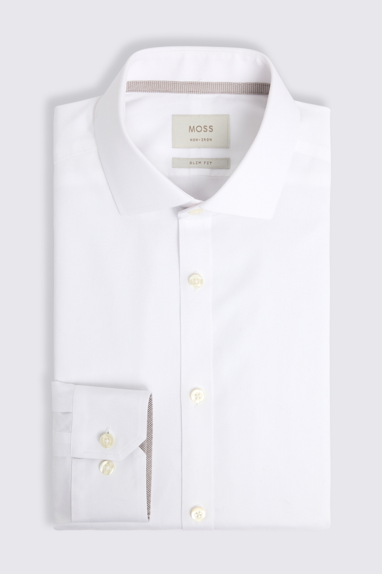 Slim Fit White Pinpoint Oxford Contrast Shirt