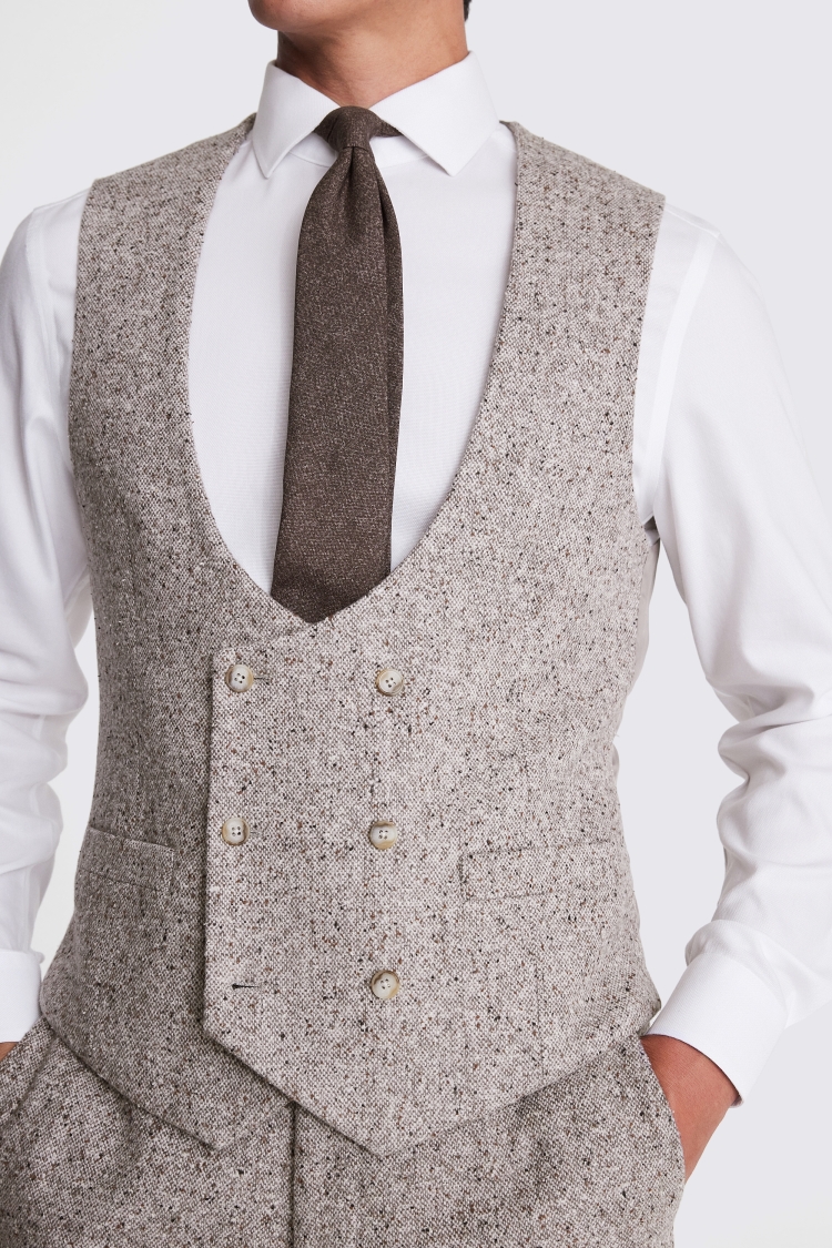 Tailored Fit Taupe Donegal Waistcoat