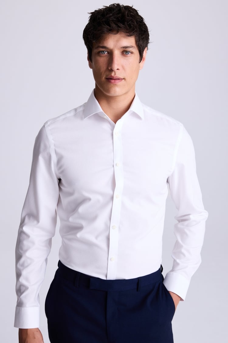 Slim Fit White Non-Iron Puppytooth Shirt