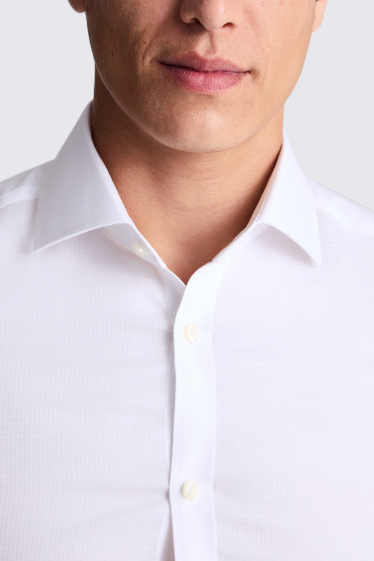 Slim Fit White Non-Iron Puppytooth Shirt