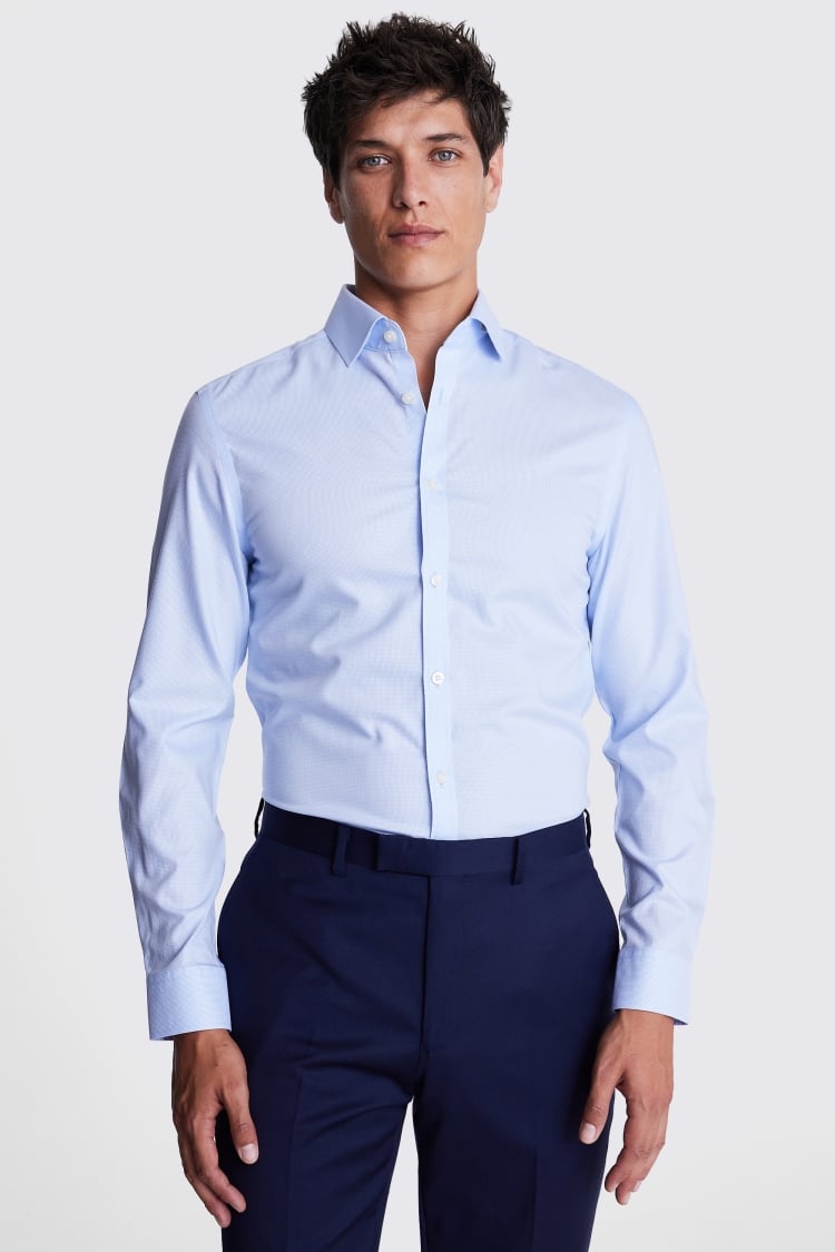 Slim Fit Blue Non-iron Dobby Shirt