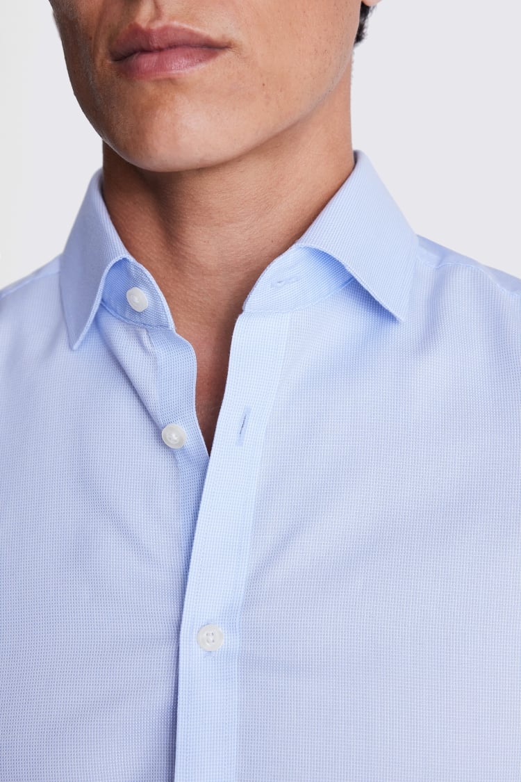 Slim Fit Blue Non-iron Dobby Shirt