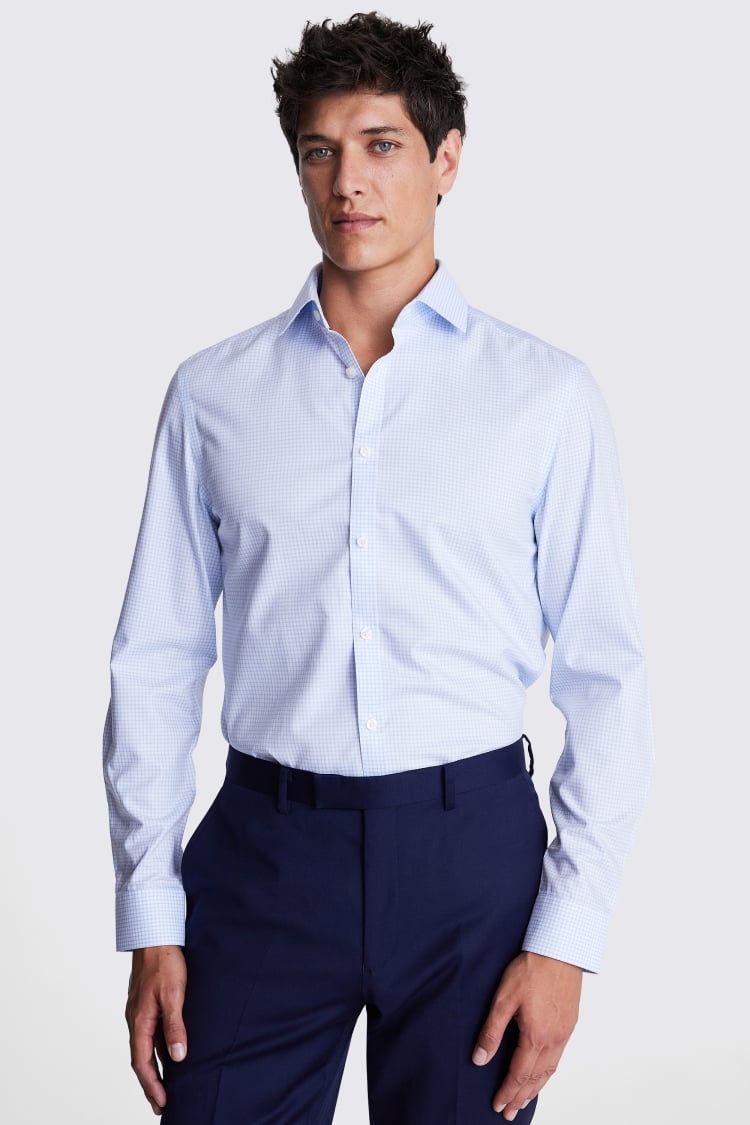 Slim Fit Blue Check Non-Iron Shirt