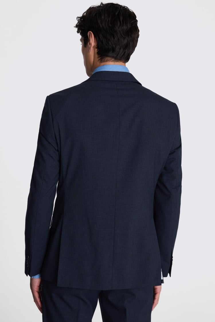 French Connection Slim Fit Blue Mini Check Suit