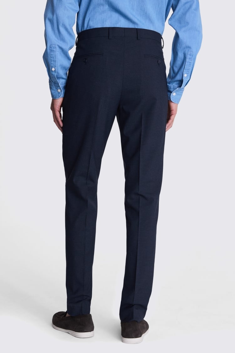 French Connection Slim Fit Blue Mini Check Pants