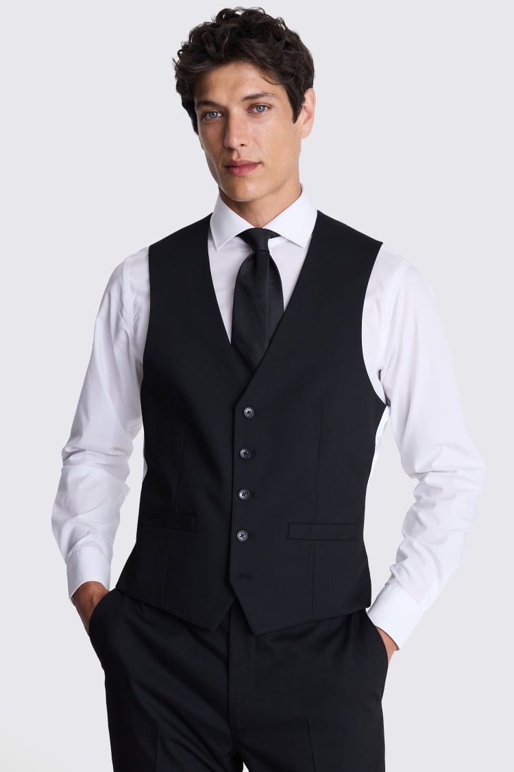 French Connection Slim Fit Black Waistcoat 