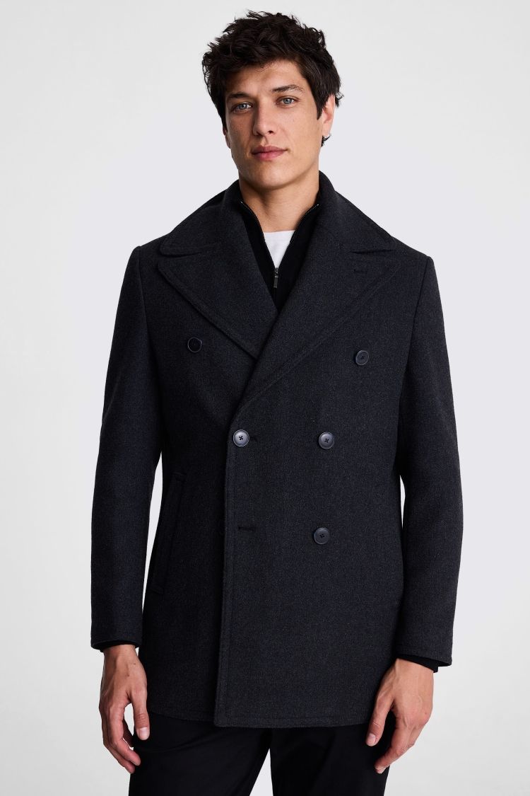 Double breasted peacoat men on sale