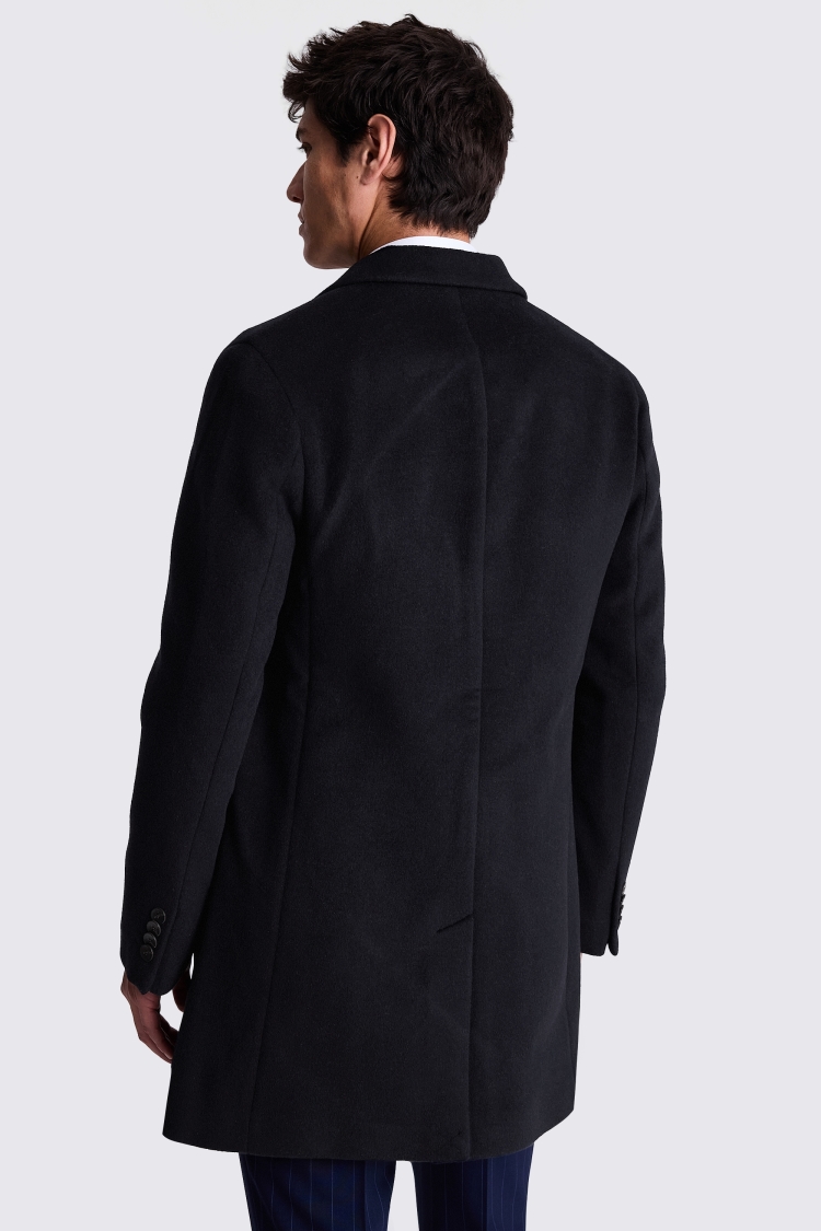 Navy Wool Cashmere Blend Overcoat