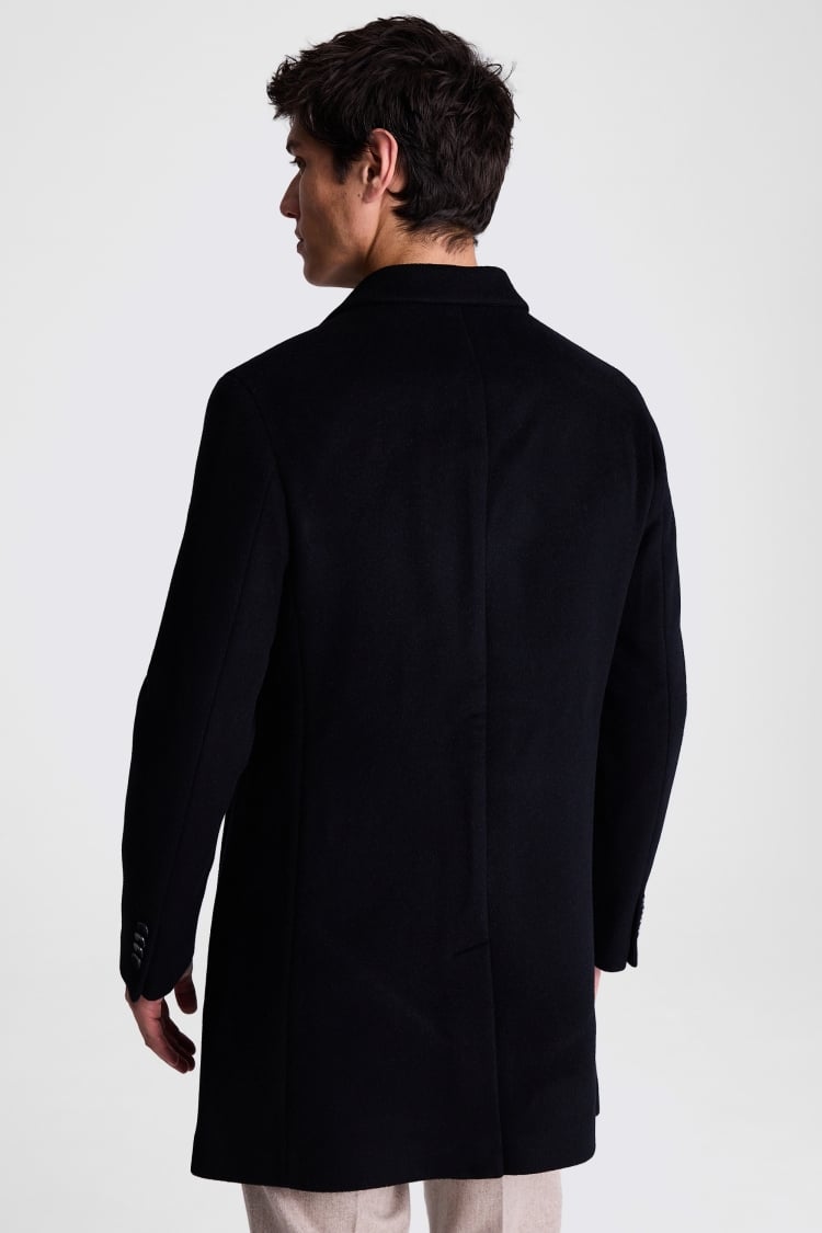 Black Wool Cashmere Blend Overcoat