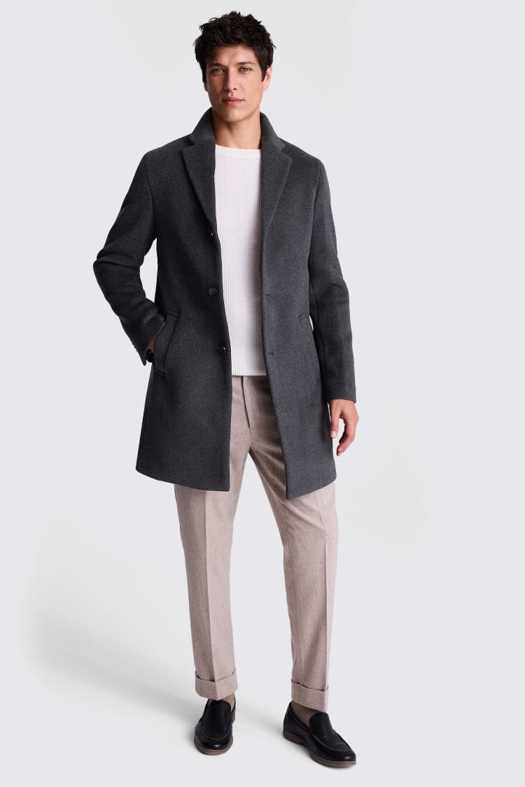 Charcoal Double Face Epsom Overcoat