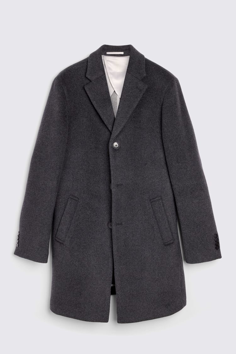 Charcoal Wool Cashmere Blend Overcoat