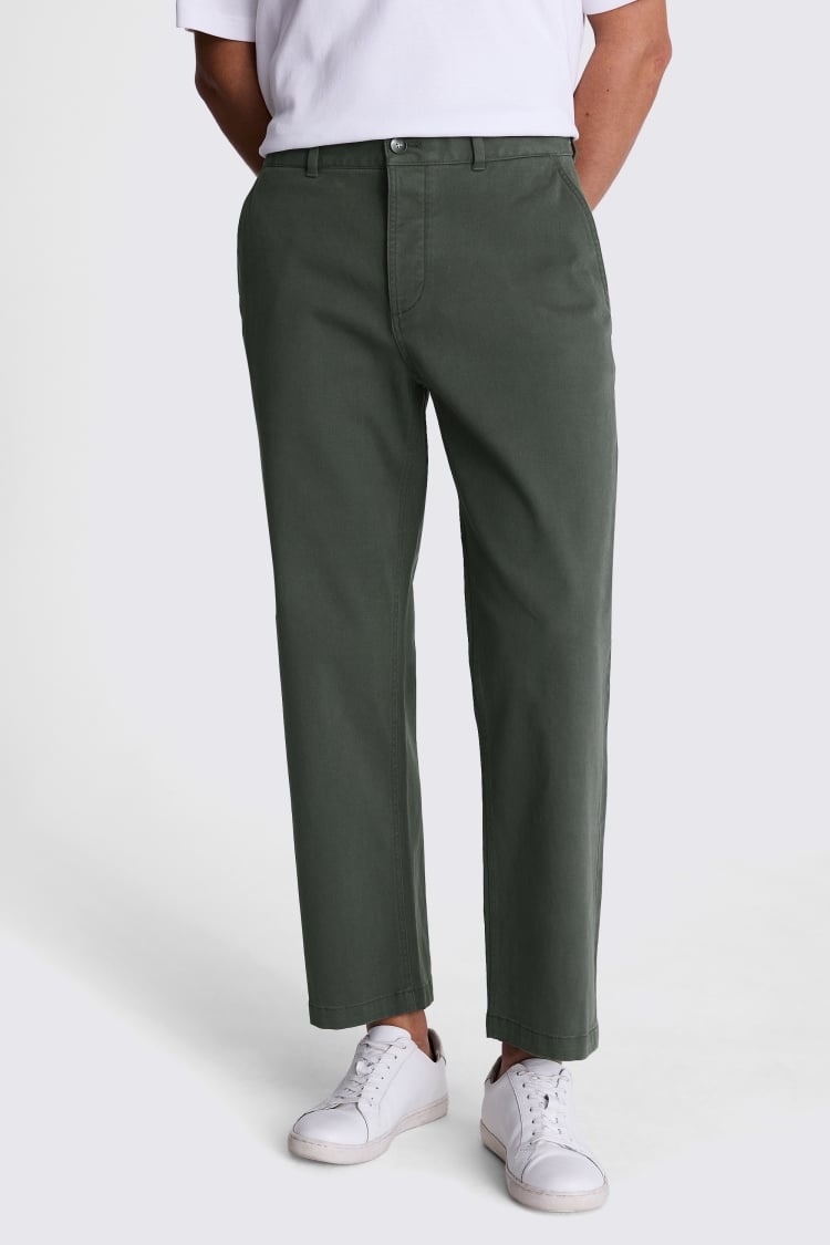 Khaki Washed Canvas Trousers