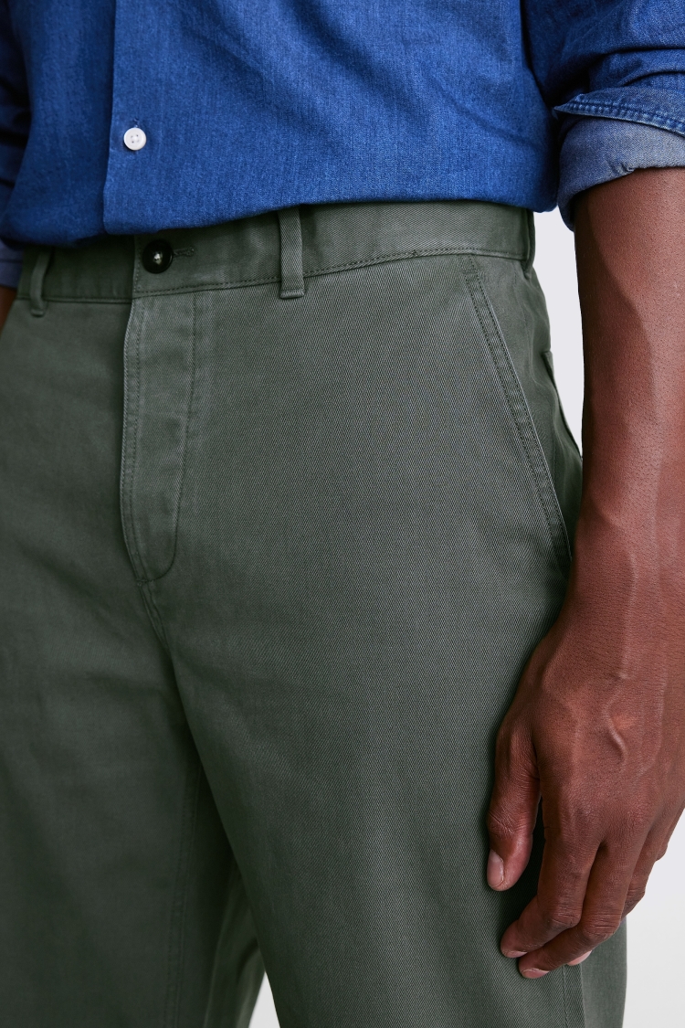 Khaki Washed Canvas Trousers