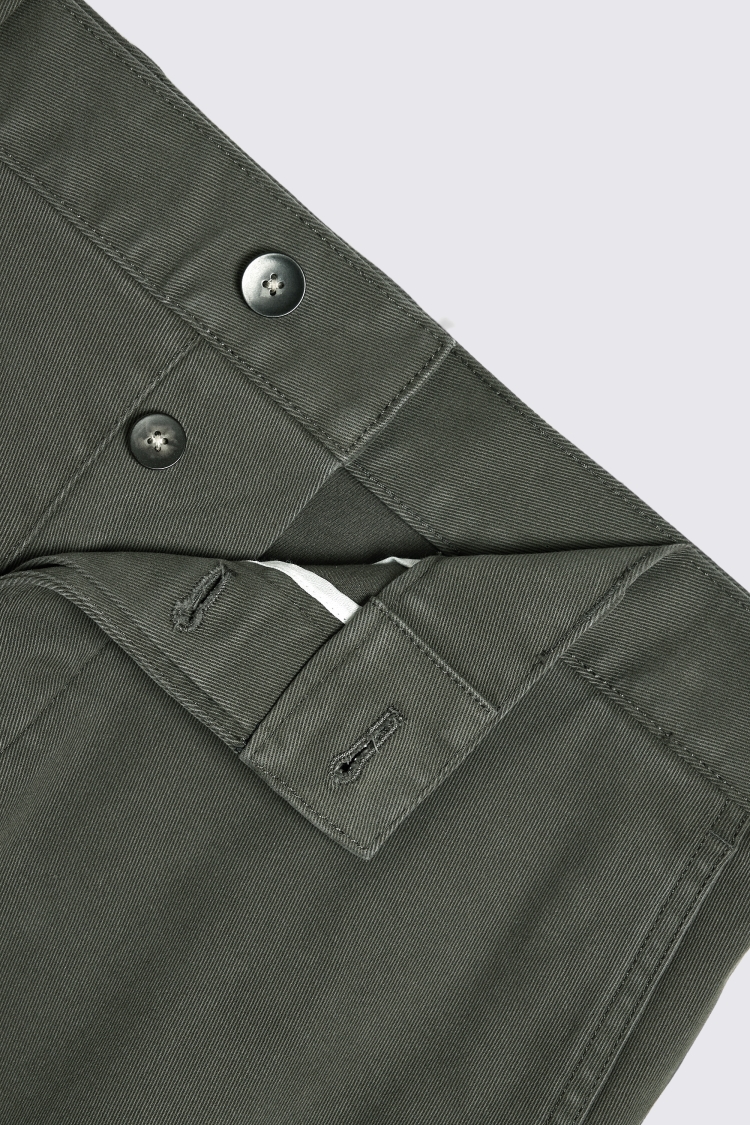 Khaki Washed Canvas Trousers