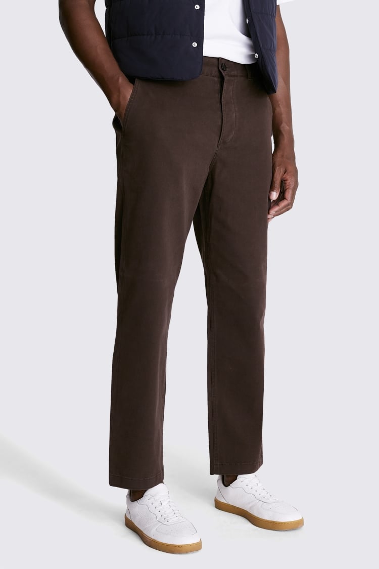 Brown Washed Canvas Trouser