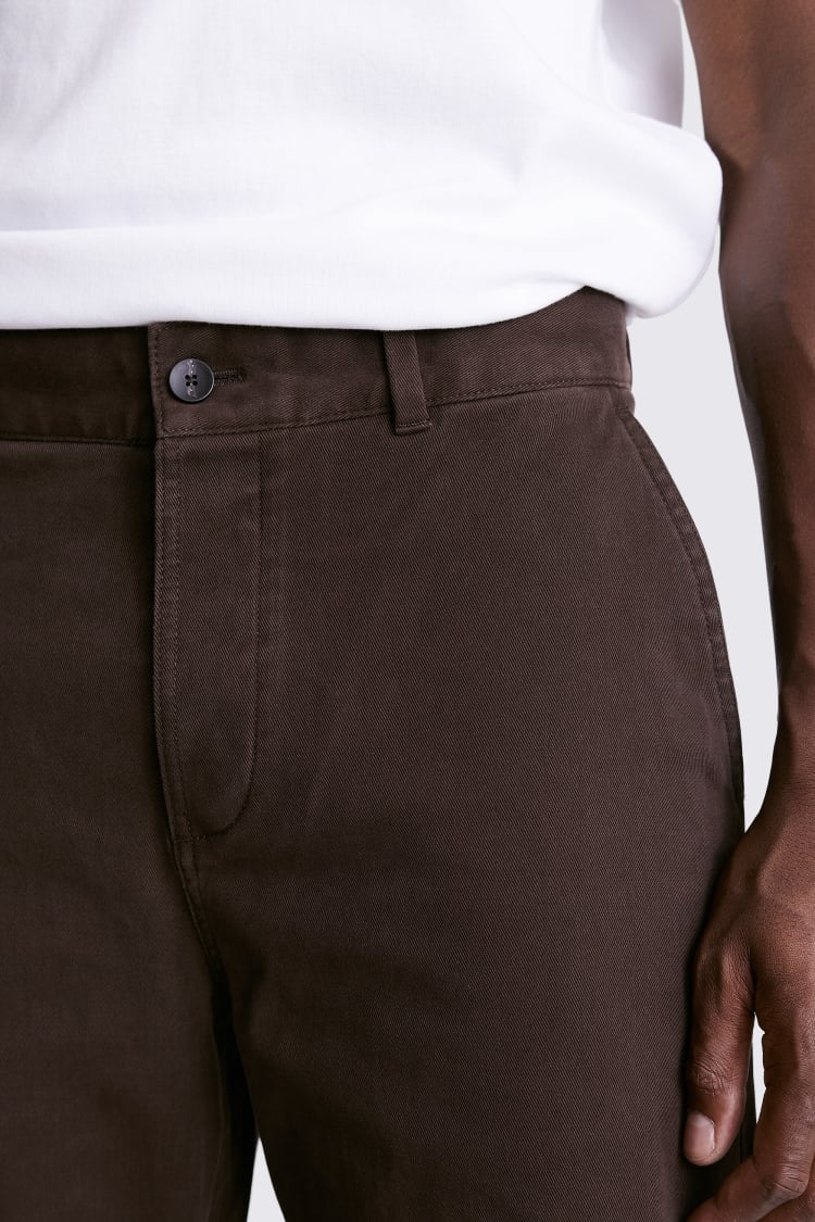 Brown Washed Canvas Trouser