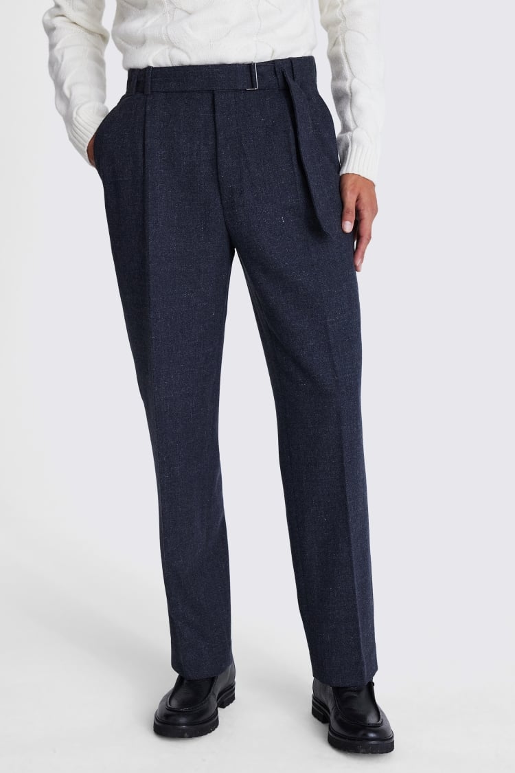 Charcoal Belted Flannel Trousers