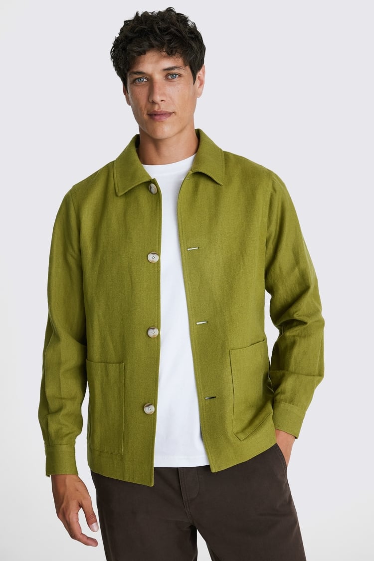 Lime Green Wool Linen Shacket 