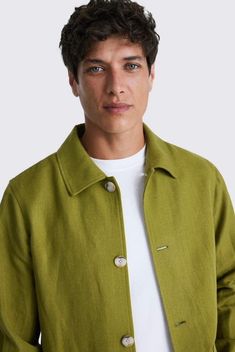 Lime Green Wool Linen Shacket 