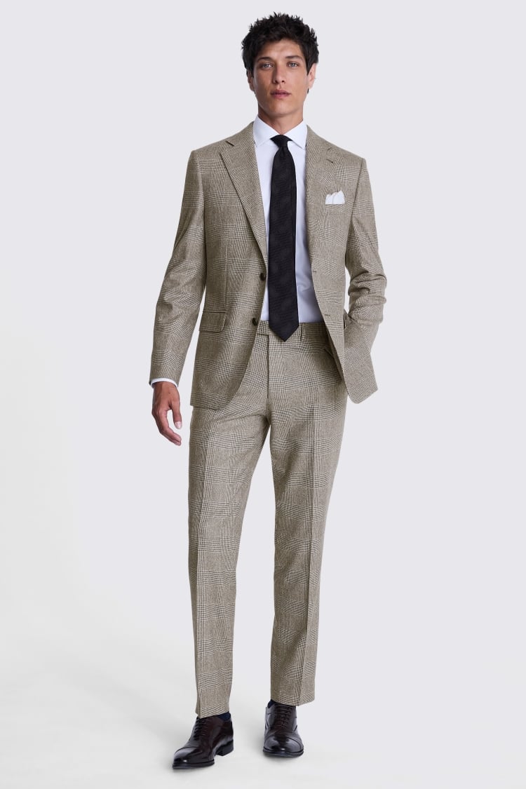 Italian Tailored Fit Brown Check Suit