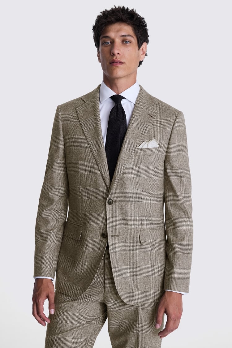 Italian Tailored Fit Brown Check Suit