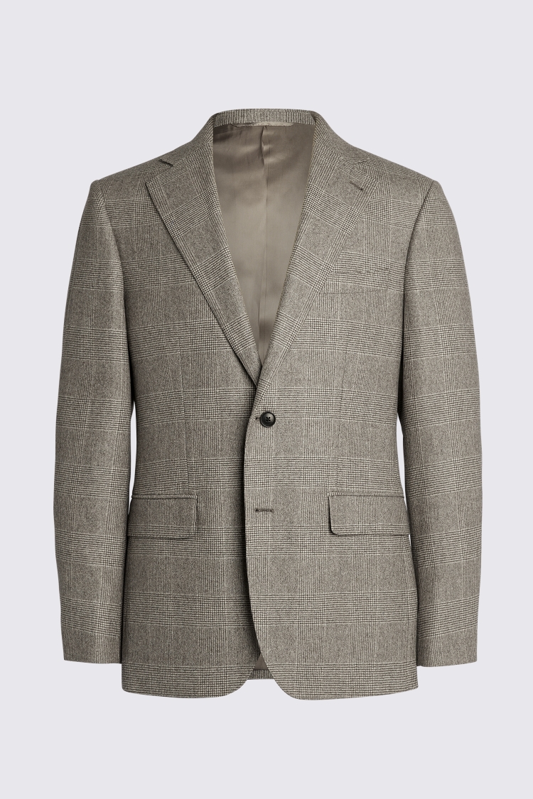 Italian Tailored Fit Brown Check Jacket